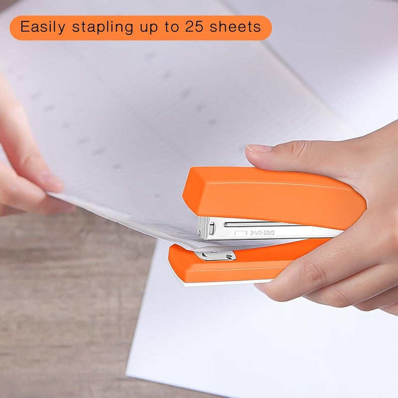 Muxdilu Stapler 25 Sheet Capacity with 1000 Staples and Staple Remover - Staplers for Desk, Non-Slip Office Stapler with Staples, Orange - Image 2